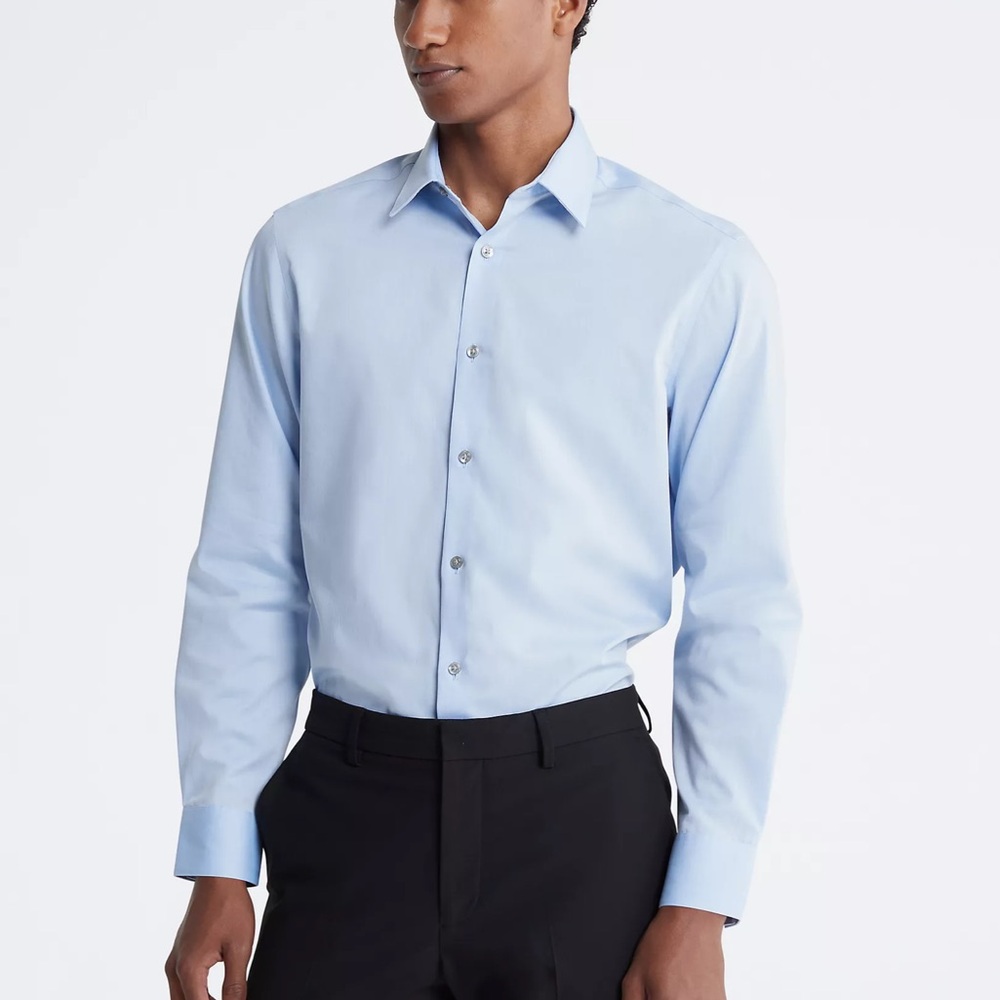 🔴 4/$15 CK Calvin Klein Men’s 15 Cotton Herringbone Slim Fit Shirt 32-33 in EUC